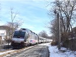 NJT ALP-45A # 4535 shoving Train # 1714 out of Kingsland Station toward its next stop of Secaucus Jct